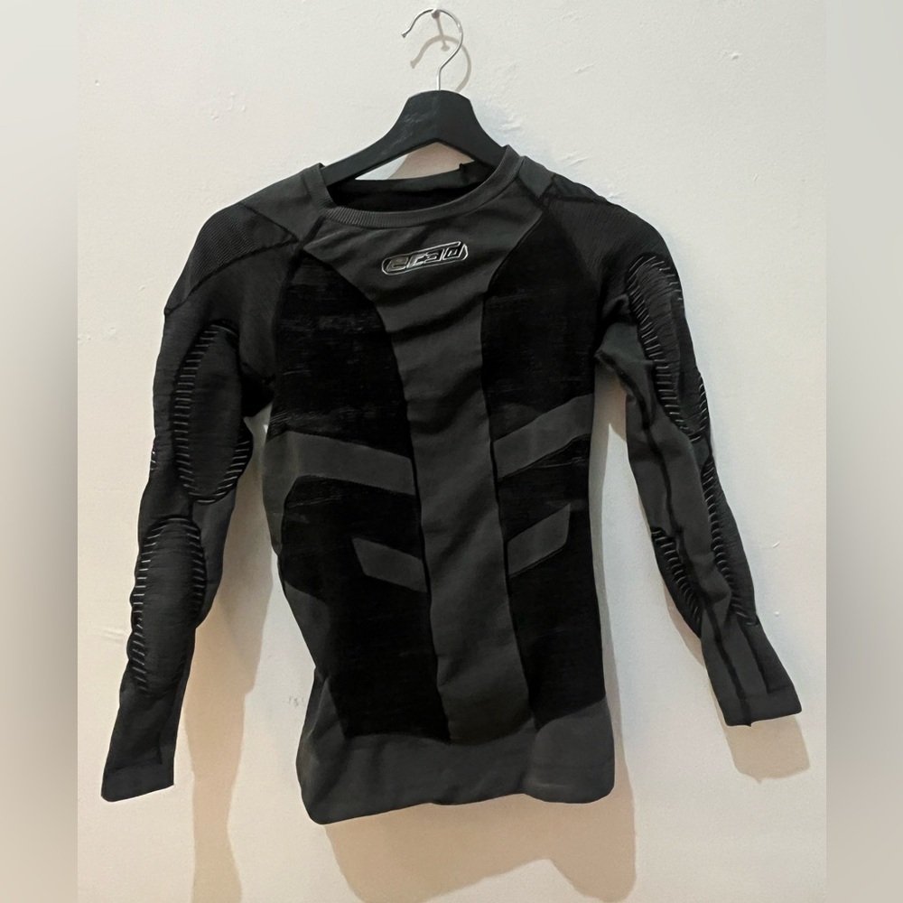 Futuristic Grey & Black Long Sleeve top, XS.